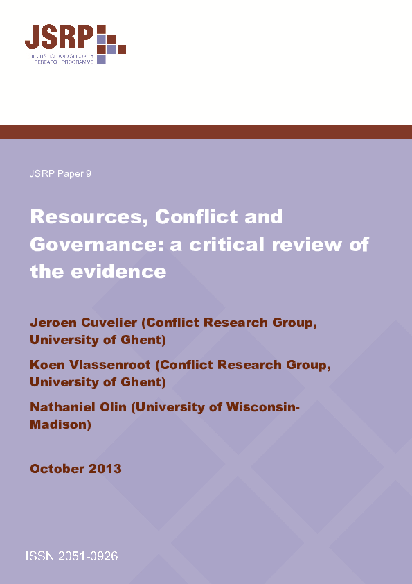 (PDF) Resources, Conflict and Governance: a critical review of the evidence