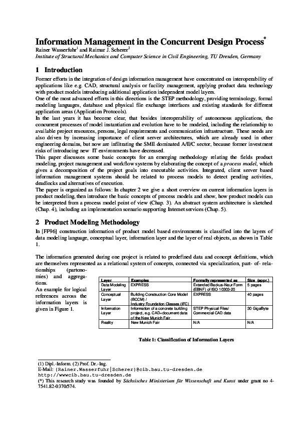 (PDF) Information Management in the Concurrent Design Process