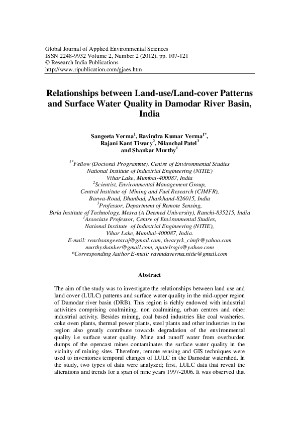 (PDF) Relationships between Landuse/Landcover Patterns and Surface