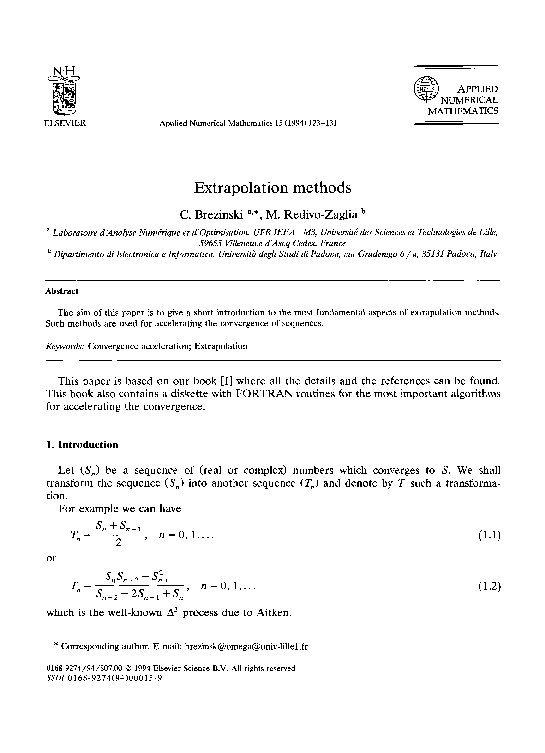 (PDF) Extrapolation methods