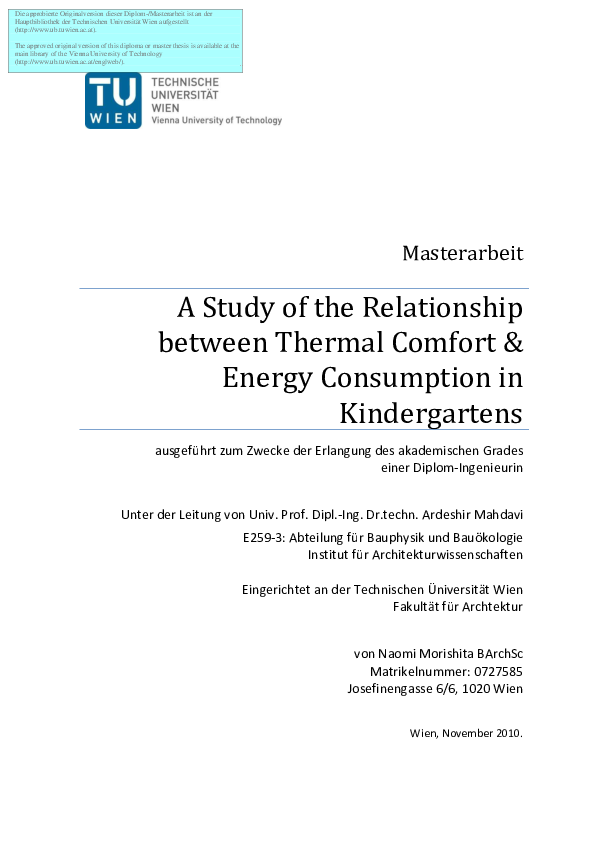 (PDF) A Study of the Relationship between Thermal Comfort & Energy ...