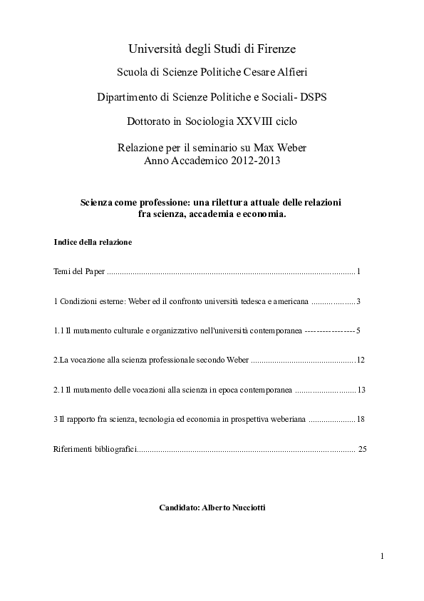 (PDF) La Scienza come Professione una rilettura attuale del rapporto