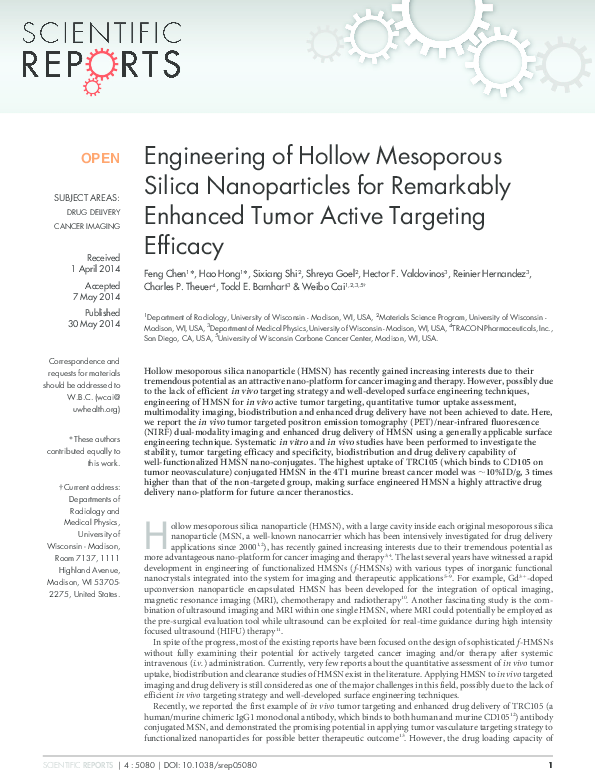 (PDF) Engineering of hollow mesoporous silica nanoparticles for ...
