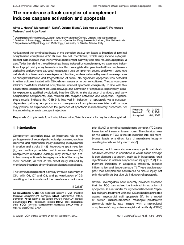 (PDF) The membrane attack complex of complement induces caspase ...