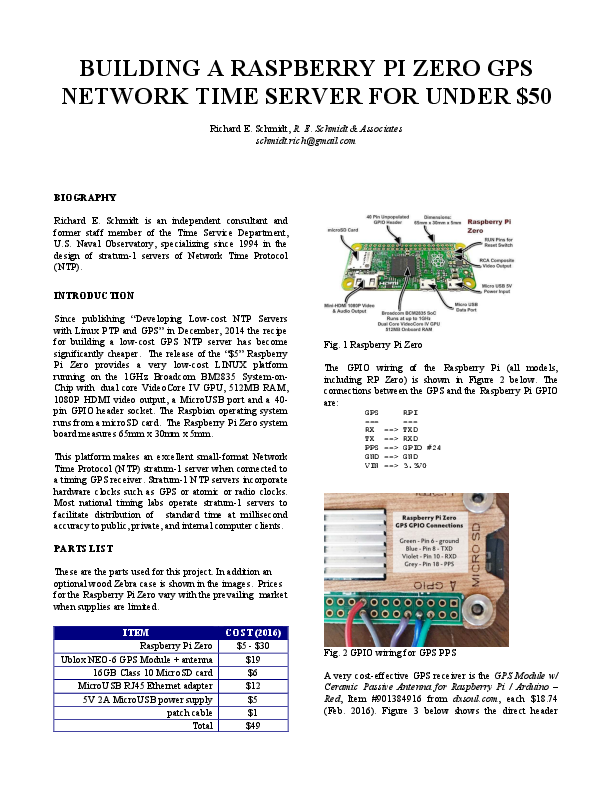 (PDF) BUILDING A RASPBERRY PI ZERO GPS NETWORK TIME SERVER FOR UNDER 50 Richard Schmidt