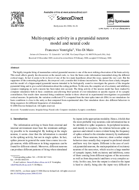 (PDF) Multisynaptic activity in a pyramidal neuron model and neural code