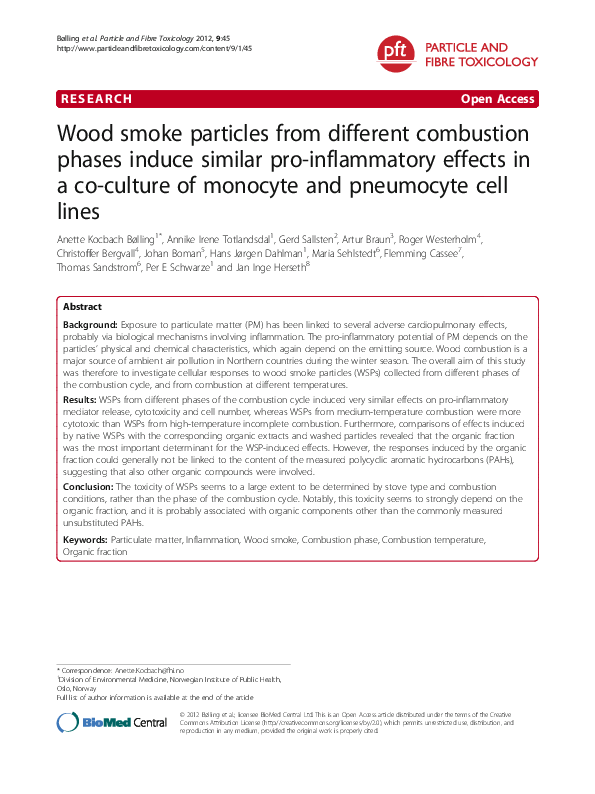 (PDF) Wood smoke particles from different combustion phases induce