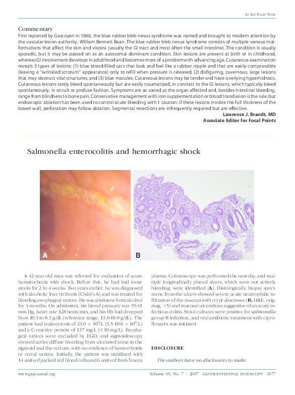 (PDF) Salmonella enterocolitis and hemorrhagic shock L. Tornillo