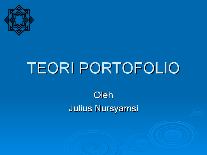 (PPT) TEORI PORTOFOLIO Anissa Nur Ihsani Prawira (PPT) TEORI PORTOFOLIO Anissa Nur Ihsani Prawira