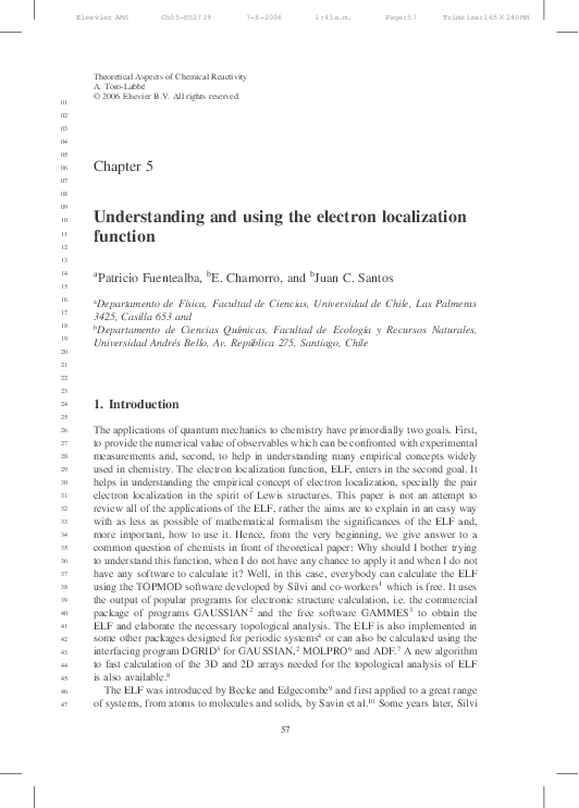 (PDF) Understanding and using the Electron Localization Function (ELF)