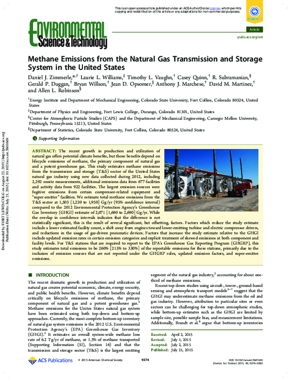(PDF) Methane Emissions form the Natural Gas Transmission and Storage ...
