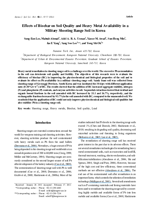 (PDF) Effects of Biochar on Soil Quality and Heavy Metal Availability ...