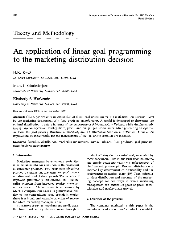 (PDF) An application of linear goal programming to the marketing ...