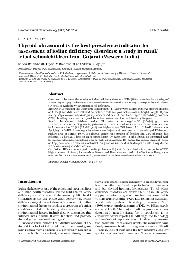 (PDF) Thyroid ultrasound is the best prevalence indicator for ...