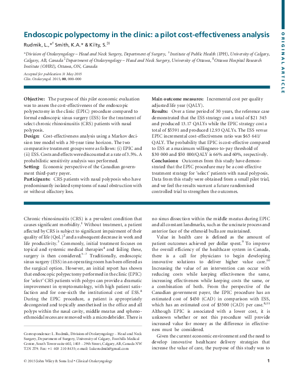 (PDF) Endoscopic Polypectomy in the Clinic (EPIC): A Pilot Cost ...