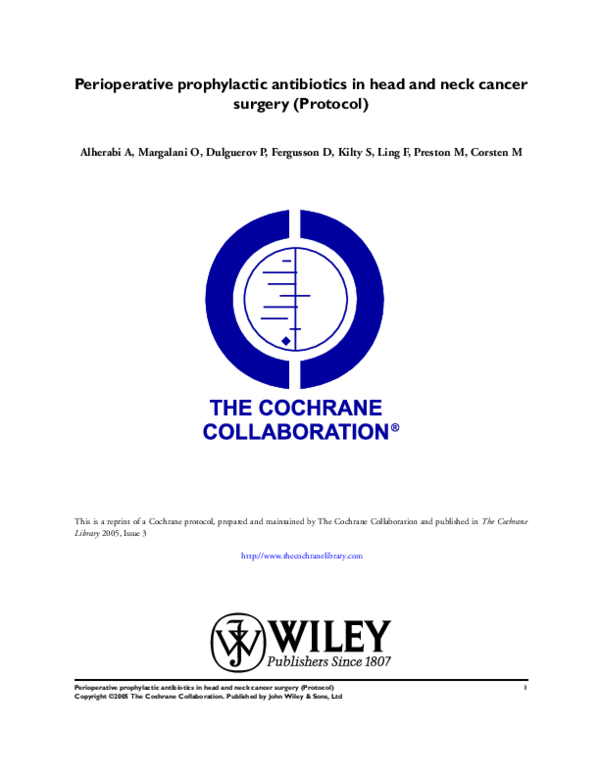 (PDF) Perioperative prophylactic antibiotics in head and neck cancer ...