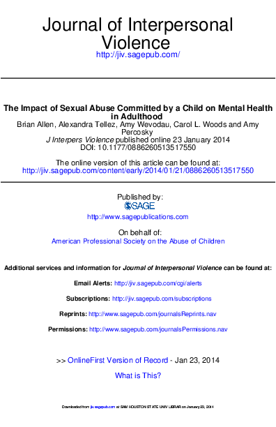 (PDF) The Impact of Sexual Abuse Committed by a Child on Mental Health ...