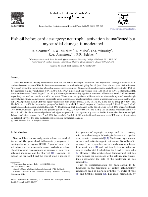 (PDF) Fish oil before cardiac surgery neutrophil activation is