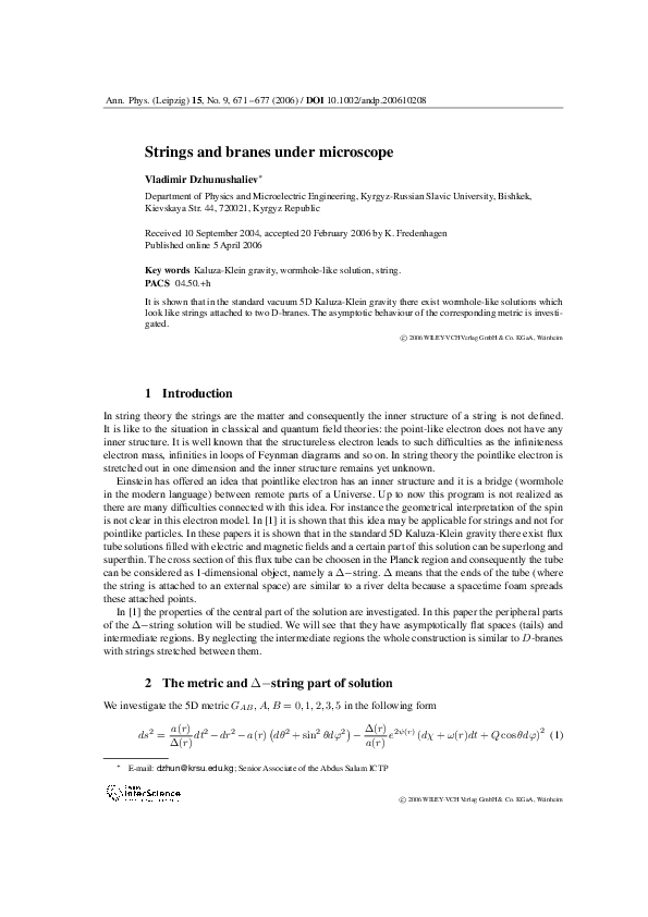 (PDF) Strings and branes under microscope