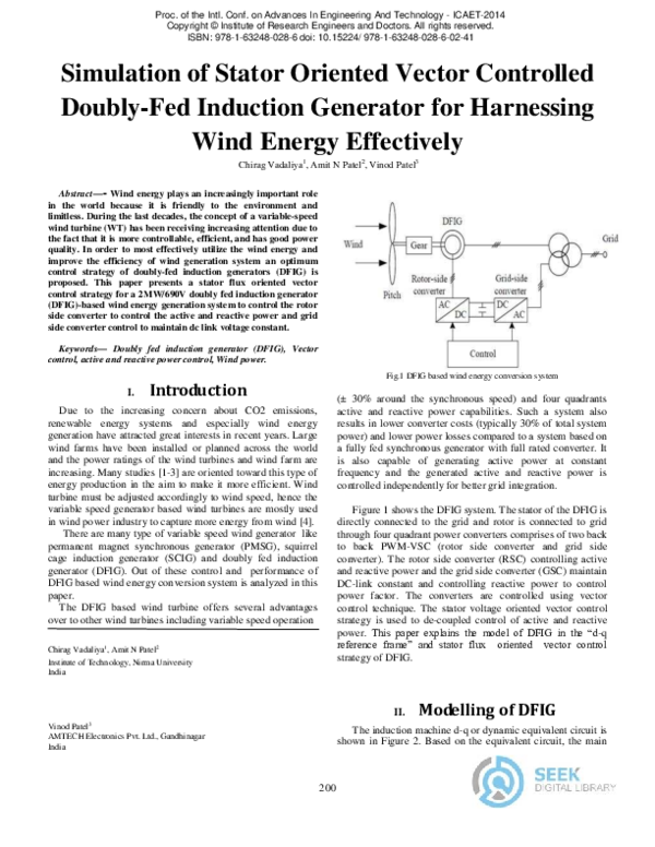 (PDF) Simulation of Stator Oriented Vector Controlled Doubly-Fed ...
