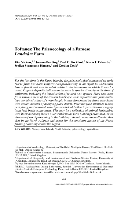 Toftanes: The Paleoecology of a Faroese Landnám Farm
