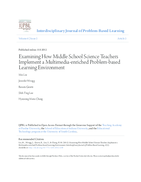 (PDF) Examining How Middle School Science Teachers Implement a ...