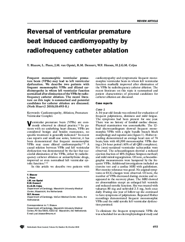 (PDF) Reversal of ventricular premature beat induced cardiomyopathy by ...