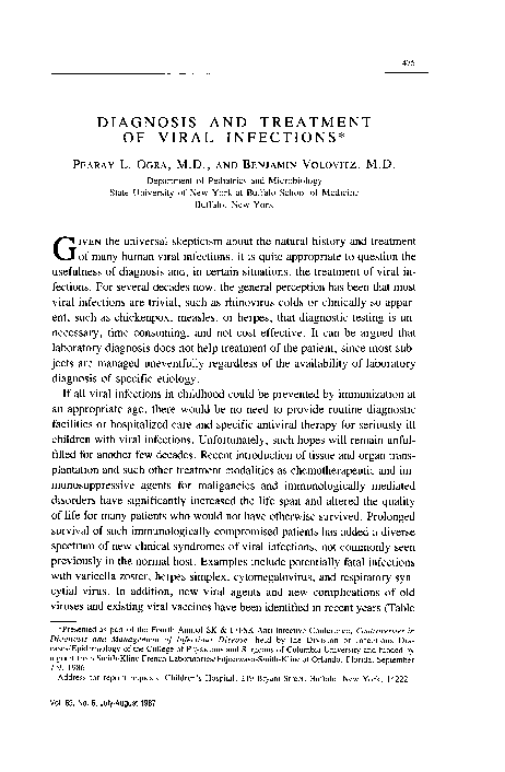 (PDF) Diagnosis and treatment of viral infections