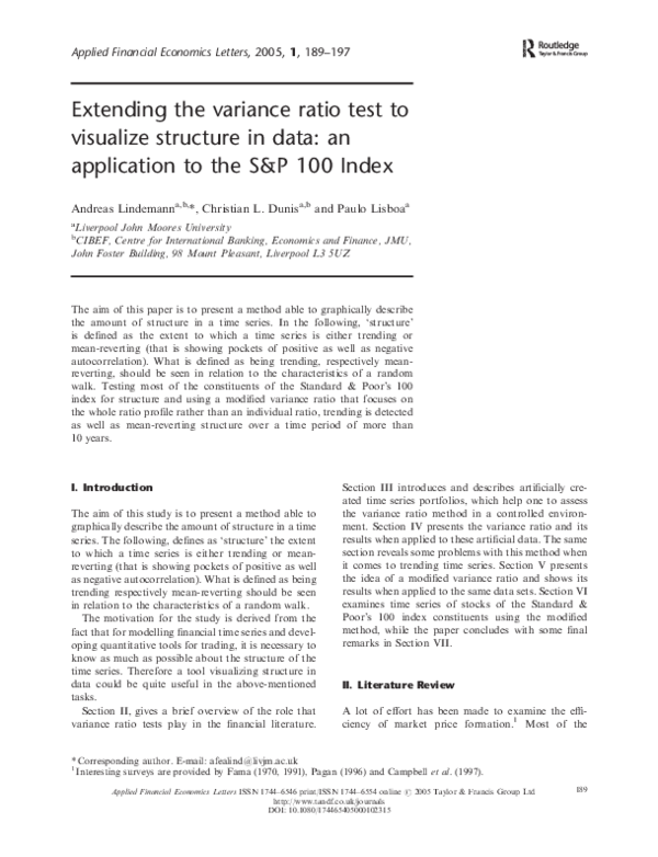 (PDF) Extending the variance ratio test to visualize structure in data ...