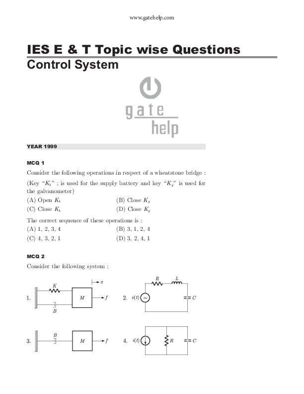 (PDF) IES E & T Topic wise Questions Control System vivek manik Academia.edu