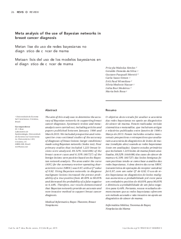 (PDF) [Meta analysis of the use of Bayesian networks in breast cancer ...
