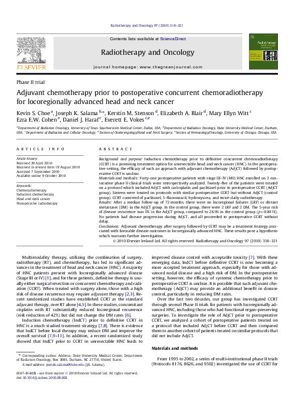 (PDF) Adjuvant chemotherapy prior to postoperative concurrent ...