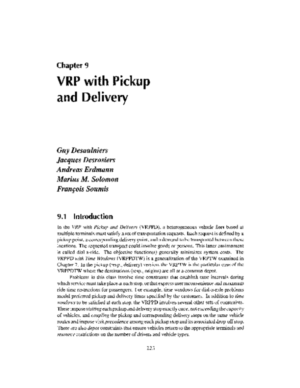 (PDF) The VRP with pickup and delivery