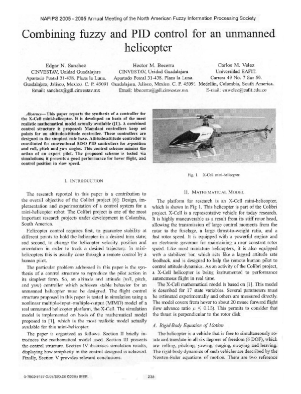 (PDF) Combining fuzzy and PID control for an unmanned helicopter