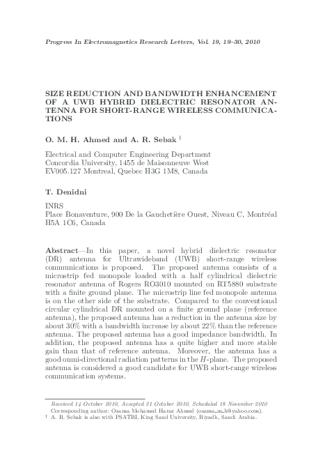 (PDF) Size Reduction and Bandwidth Enhancement of a Uwb Hybrid ...