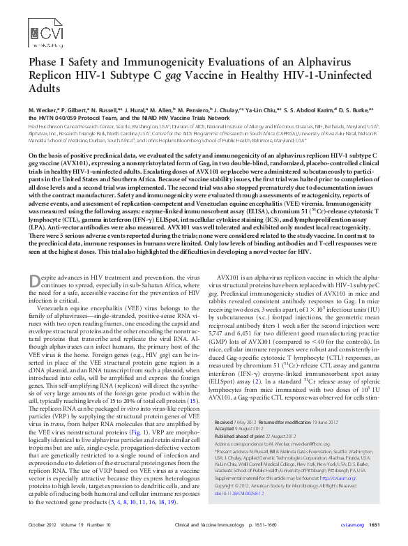 (PDF) Phase I Safety and Immunogenicity Evaluations of an Alphavirus ...