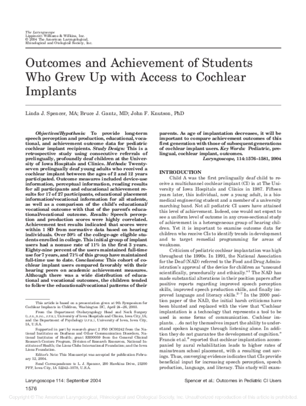 PDF) Outcomes and achievement of students who grew up with access 