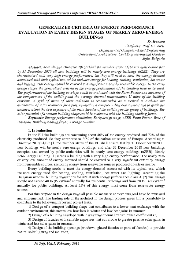 (PDF) Generalized criteria of energy performance evaluation in early ...