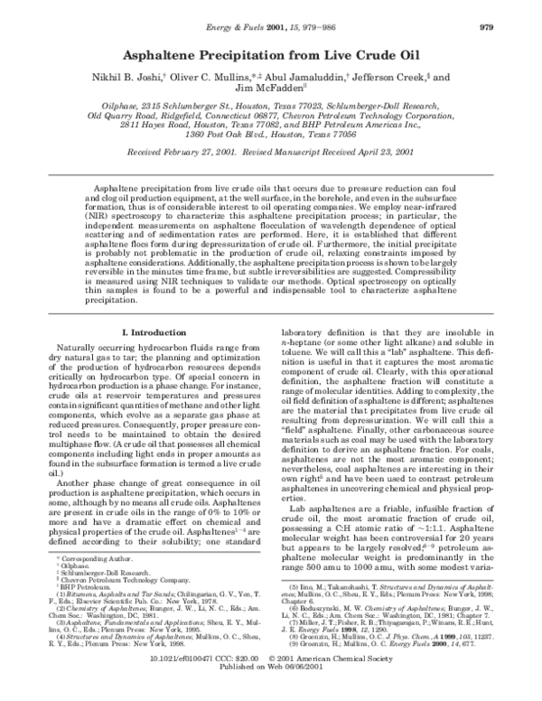 (PDF) Asphaltene Precipitation from Live Crude Oil