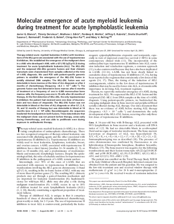 (PDF) Molecular emergence of acute myeloid leukemia during treatment ...