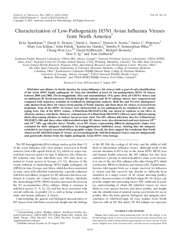 (PDF) Characterization of Low-Pathogenicity H5N1 Avian Influenza ...