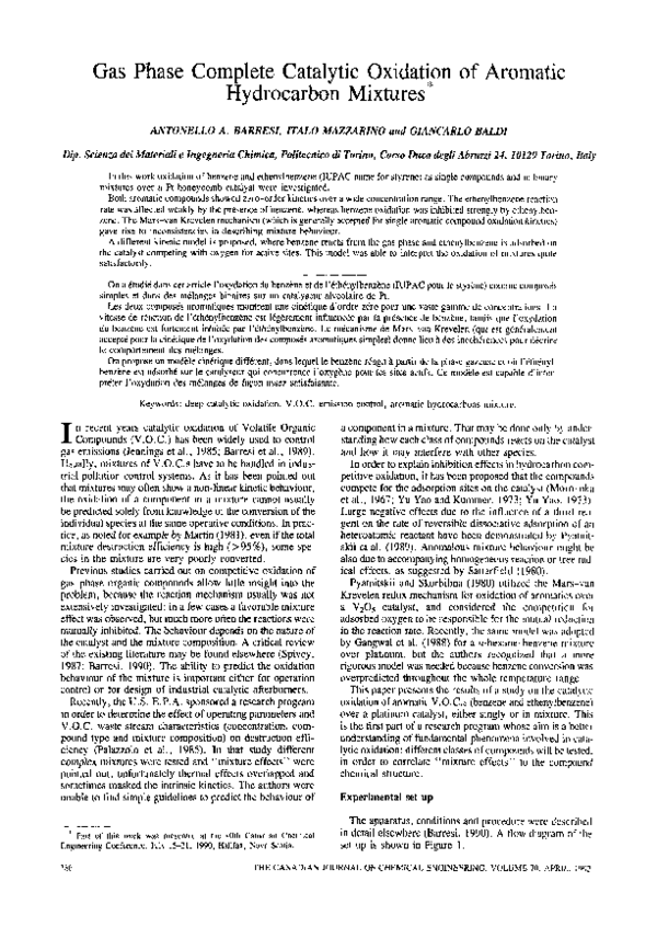 (PDF) Gas phase complete catalytic oxidation of aromatic hydrocarbon ...