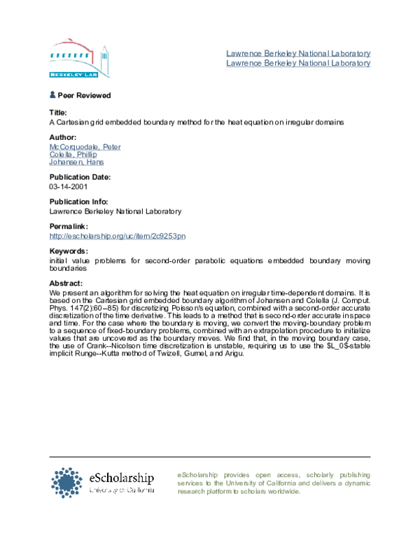 (PDF) A Cartesian Grid Embedded Boundary Method for the Heat Equation ...