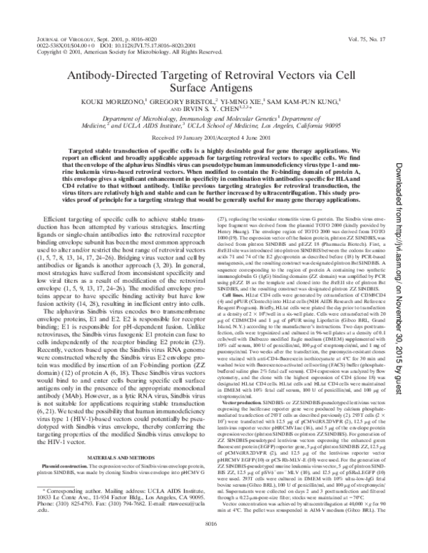 (PDF) Antibody-Directed Targeting of Retroviral Vectors via Cell ...