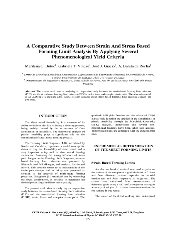 (PDF) A comparative study between strain and stress based forming limit ...