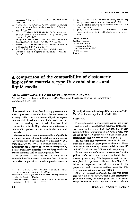(PDF) A comparison of the compatibility of elastomeric impression