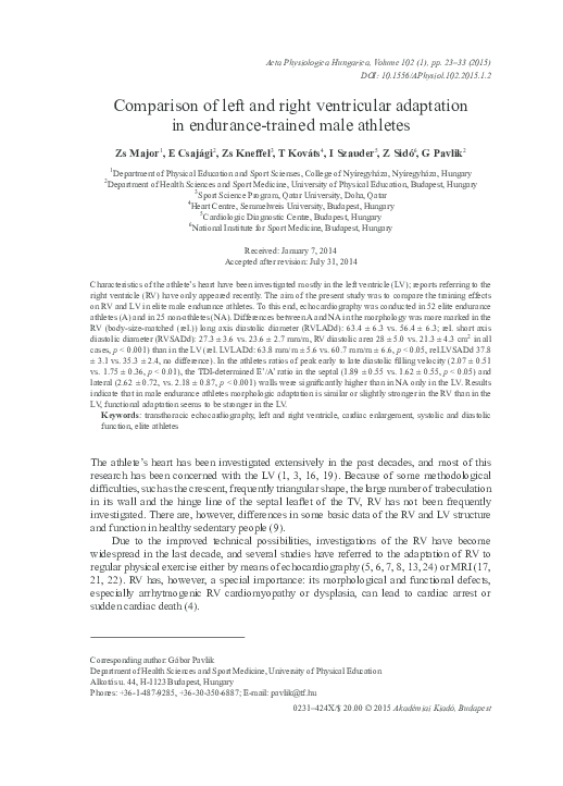 (PDF) Comparison of left and right ventricular adaptation in endurance ...