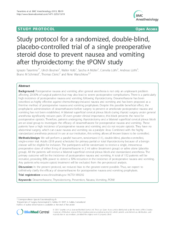 (PDF) Study protocol for a randomized, double-blind, placebo-controlled ...