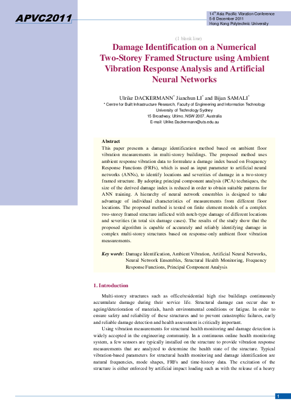 (PDF) Damage Identification on a Numerical Two-Storey Framed Structure ...