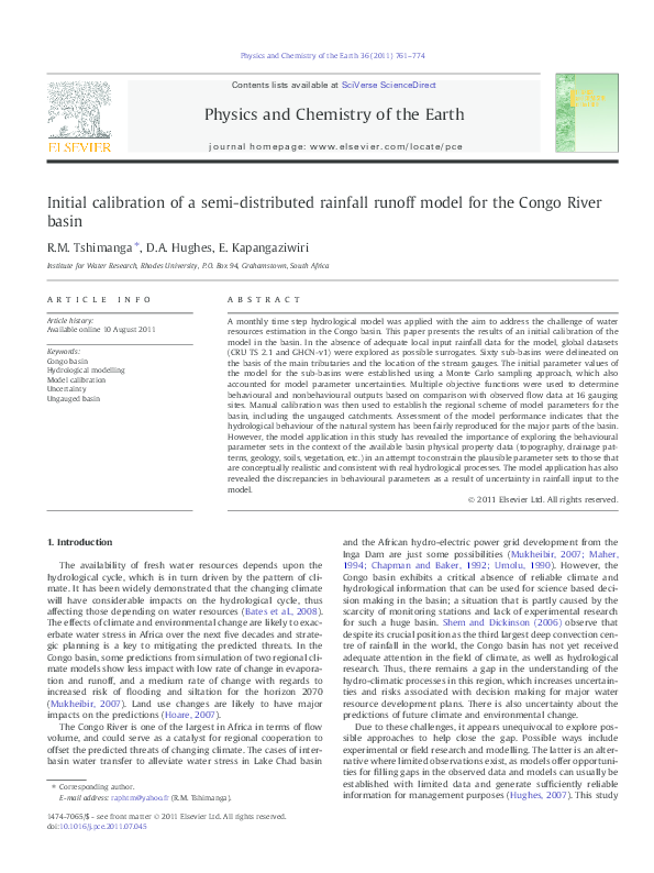 (PDF) Initial calibration of a semi-distributed rainfall runoff model ...